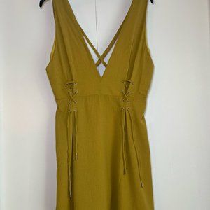 Essue V-Neck Fit & Flare Crepe CrissCross Dress